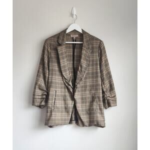 Philosophy Houndstooth Plaid 3/4 Sleeve Blazer